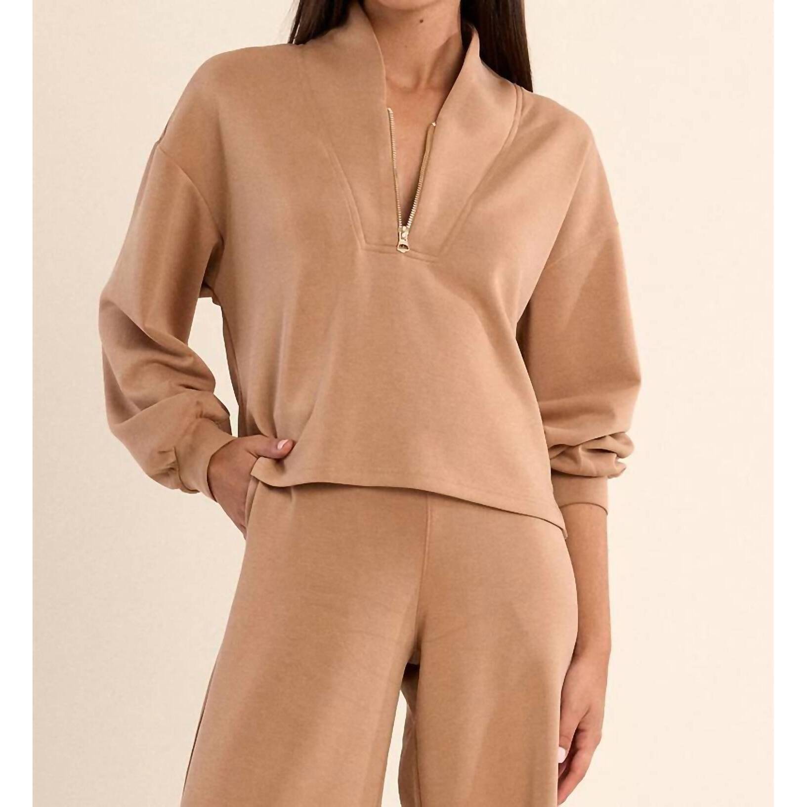 New Molly Bracken Edie Sweater In Camel